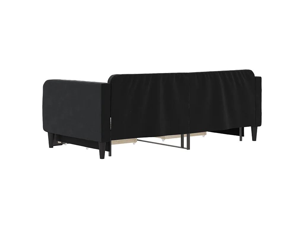 Divano Letto Estraibile con Cassetti Nero 90x190 cm in Velluto