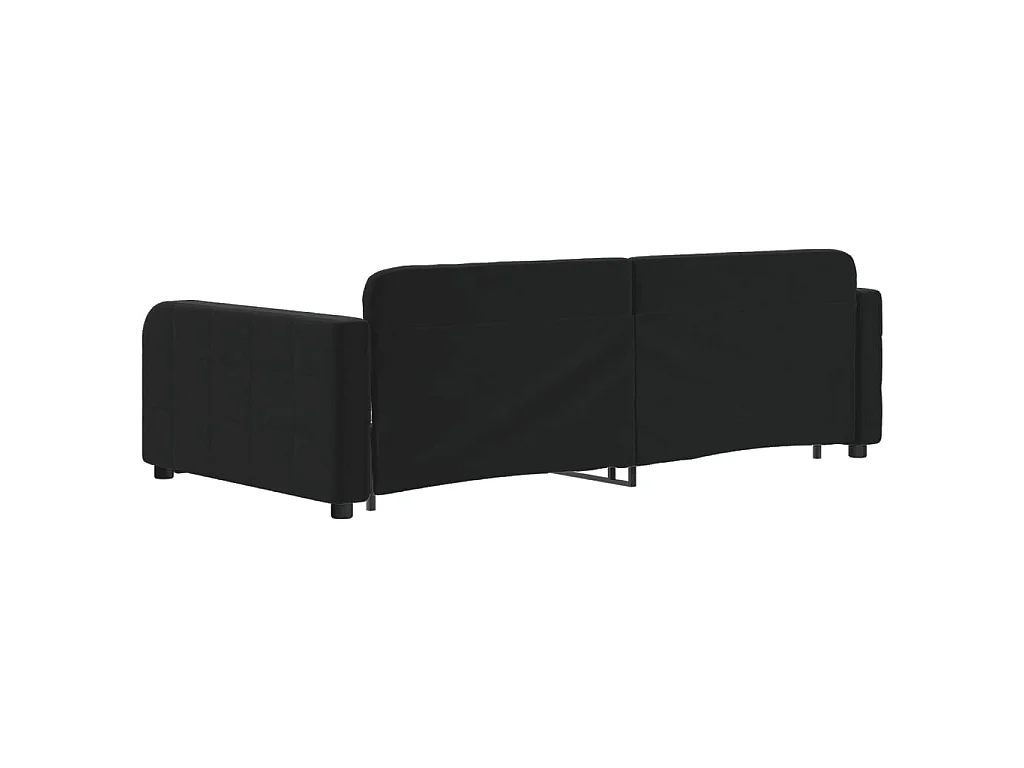 Divano Letto Estraibile con Cassetti Nero 100x200 cm in Velluto