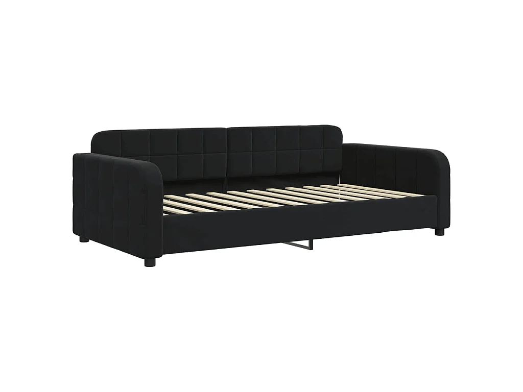Divano Letto Estraibile con Cassetti Nero 100x200 cm in Velluto