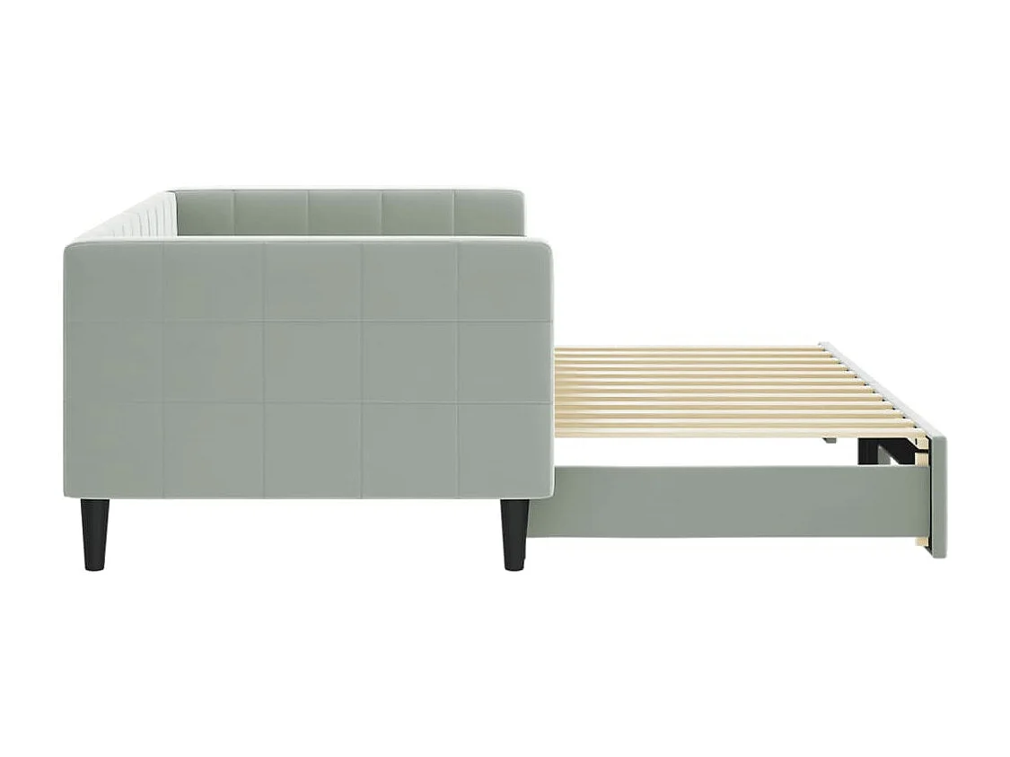 Tagesbett Ausziehbar Hellgrau 90x200 cm Samt
