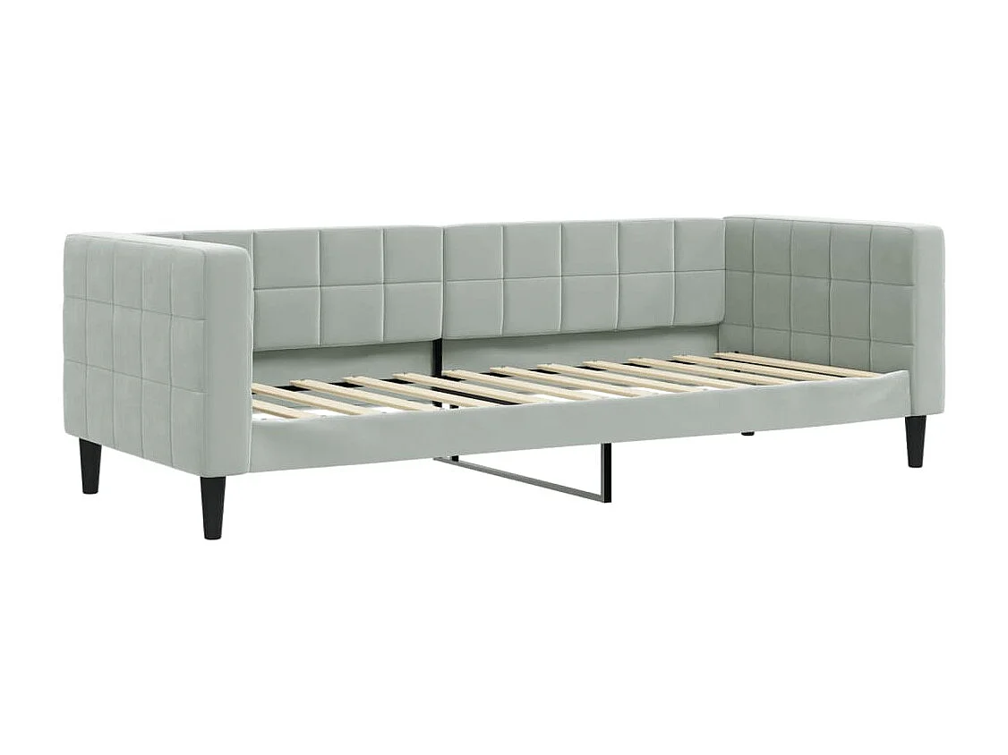 Slaapbank met onderschuifbed 90x200 cm fluweel lichtgrijs