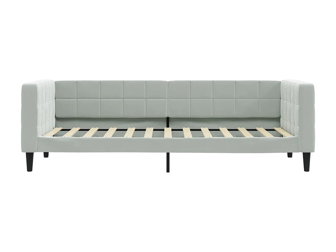 Slaapbank met onderschuifbed 90x200 cm fluweel lichtgrijs