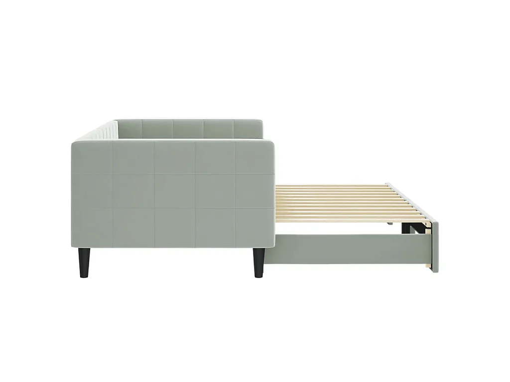 Divano Letto con Letto Estraibile Grigio Chiaro 90x200 Velluto
