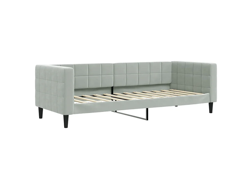 Divano Letto con Letto Estraibile Grigio Chiaro 90x200 Velluto
