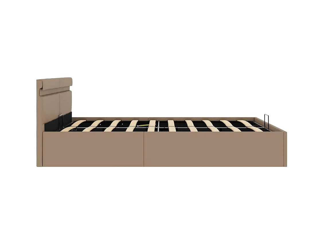 Cama hidrául. arrumação e LED 180x200cm couro artif. cappuccino