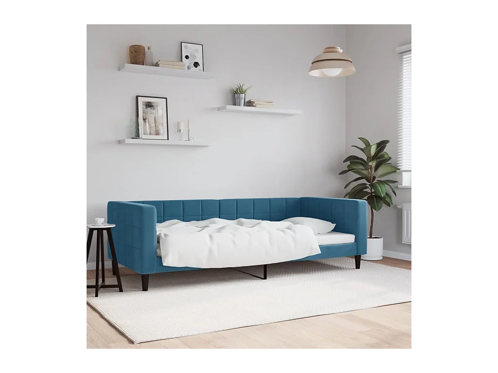 Lit de repos sans matelas bleu 90x200 cm velours