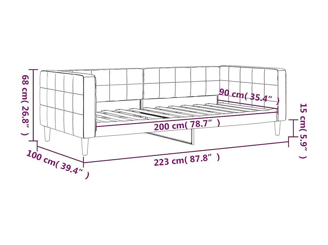 Sofá cama sin colchón terciopelo azul 90x200 cm