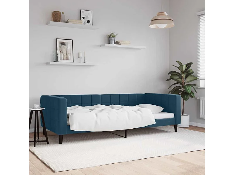 Lit de repos sans matelas bleu 90x200 cm velours