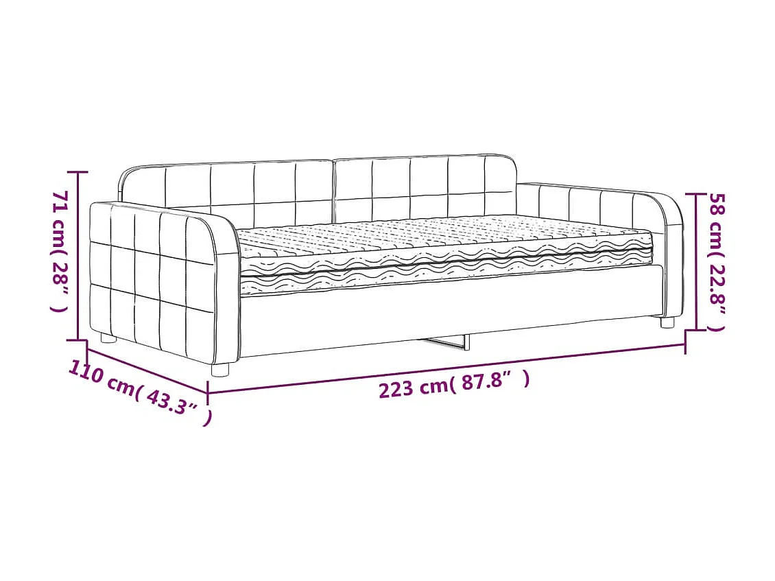 Slaapbank met matras 100x200 cm fluweel donkergroen