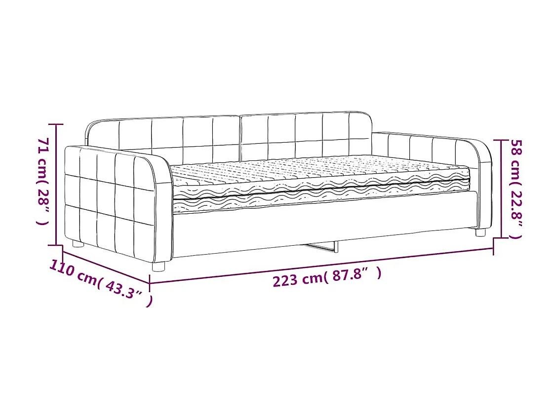 Lit de jour avec matelas vert foncé 100x200 cm velours