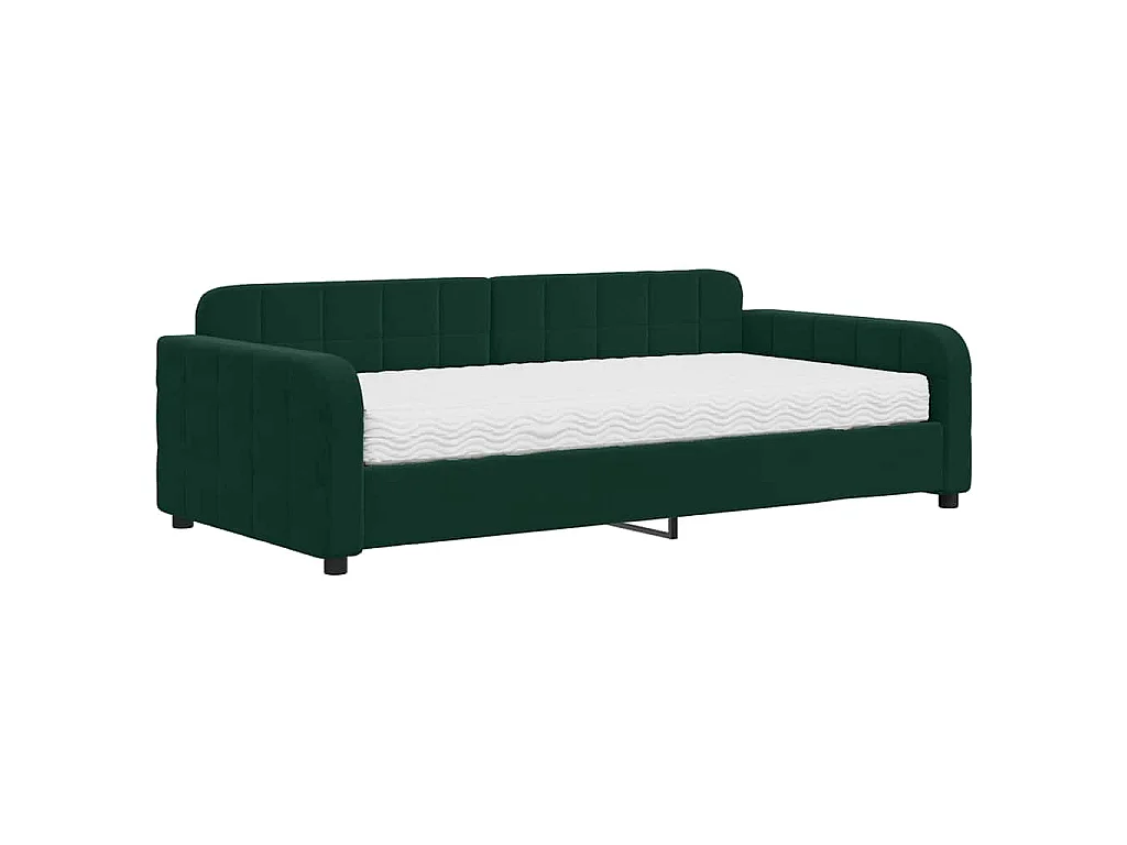 Sofá cama con colchón terciopelo verde oscuro 100x200 cm
