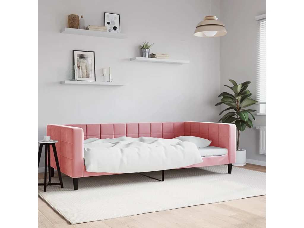 Lit de repos rose 100x200 cm velours