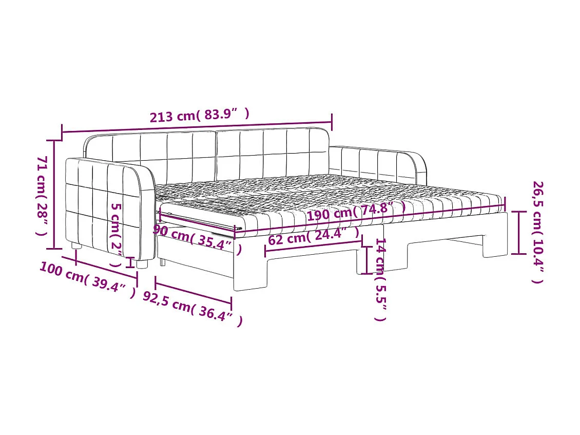Divano Letto Estraibile con Materassi Nero 90x190 cm Velluto