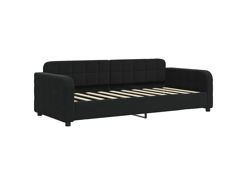 Slaapbank onderschuifbed en matrassen 90x190 cm fluweel zwart