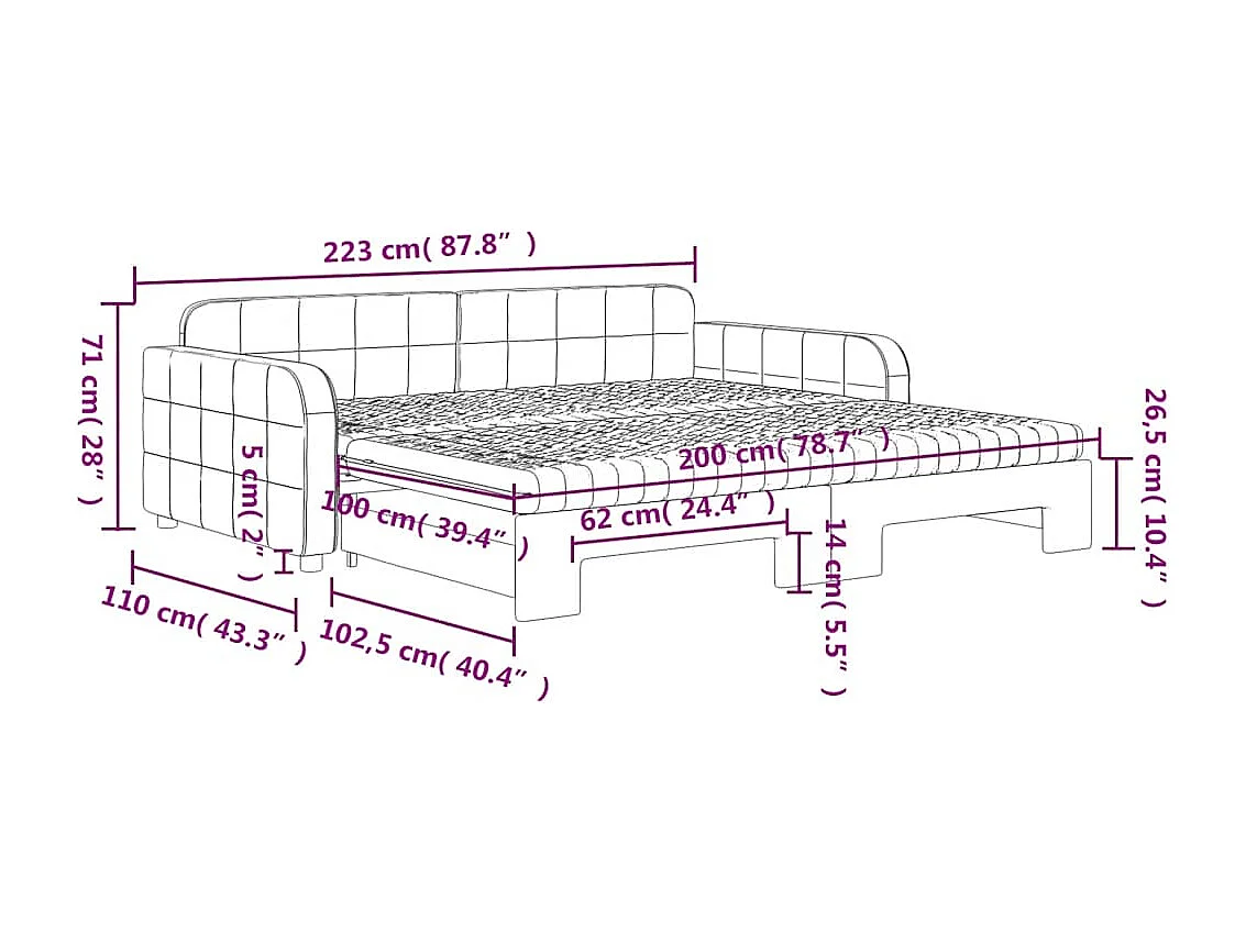 Tagesbett Ausziehbar mit Matratzen Dunkelgrün 100x200 cm Samt
