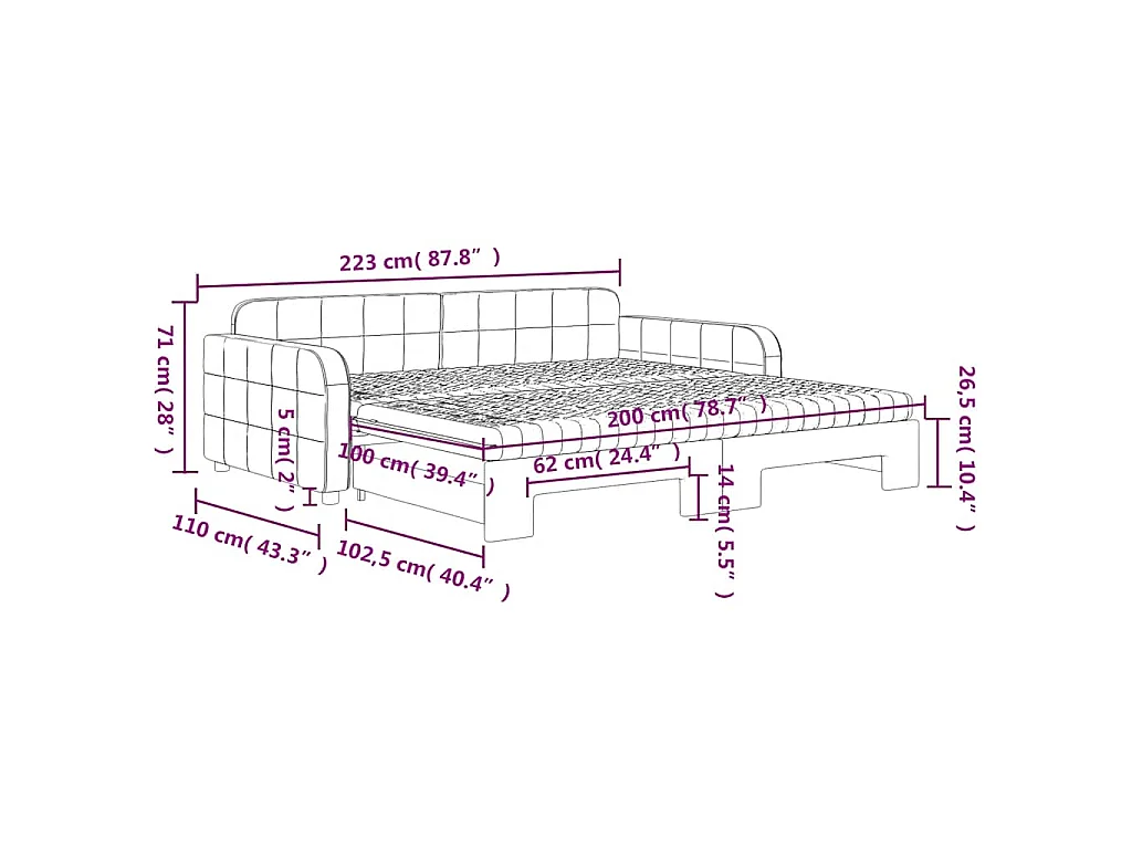 Tagesbett Ausziehbar mit Matratzen Dunkelgrün 100x200 cm Samt