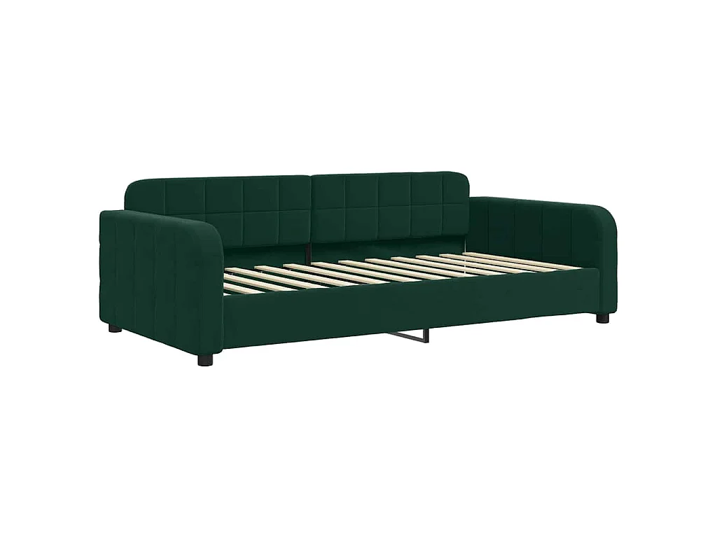 Tagesbett Ausziehbar mit Matratzen Dunkelgrün 100x200 cm Samt