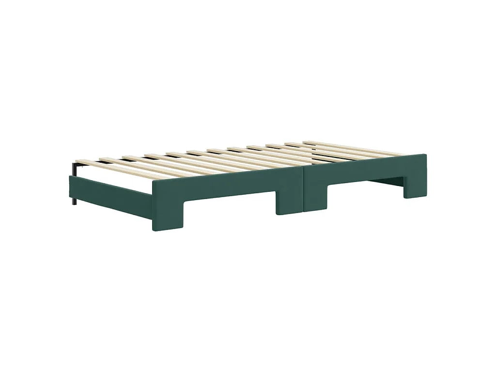Tagesbett Ausziehbar mit Matratzen Dunkelgrün 100x200 cm Samt