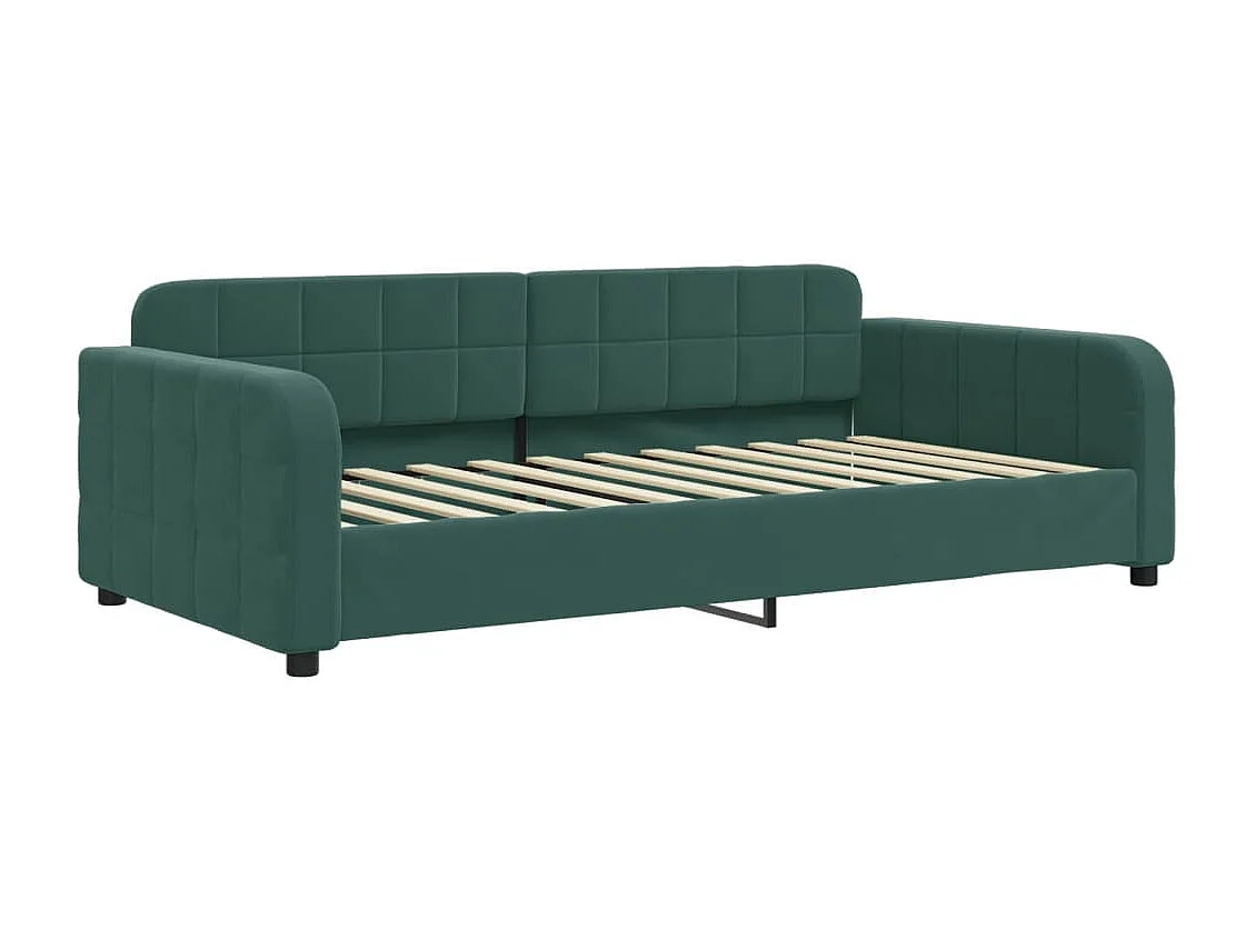 Divano Letto Estraibile Cassetti Verde Scuro 100x200cm Velluto