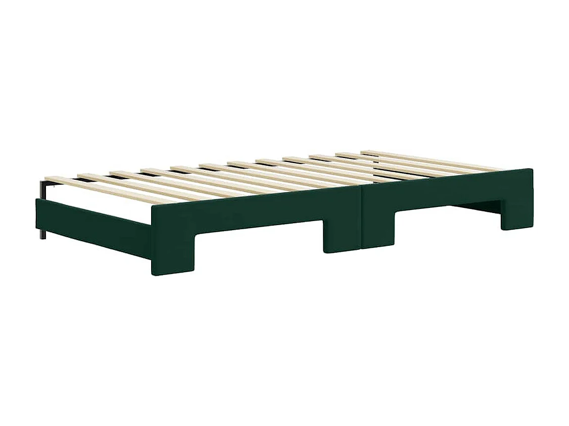 Divano Letto Estraibile Cassetti Verde Scuro 100x200cm Velluto