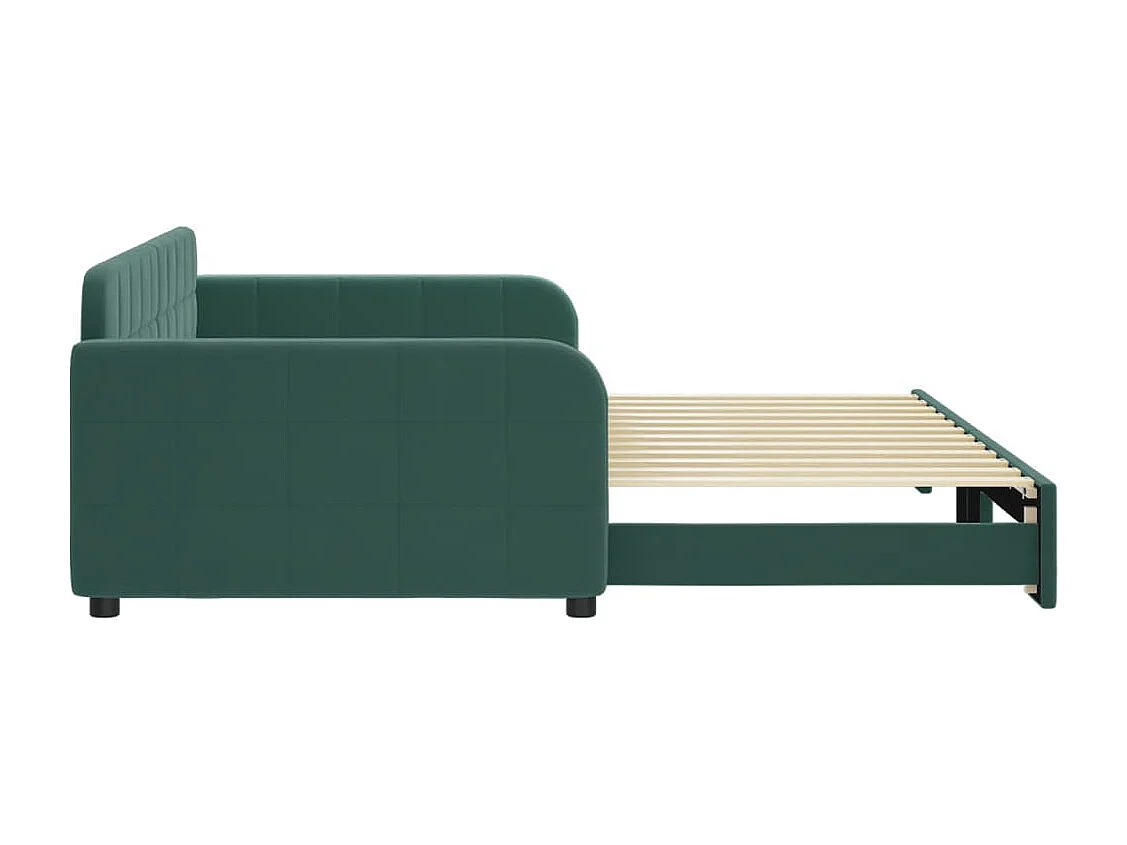 Lit de jour avec gigogne sans matelas vert foncé 100x200 cm