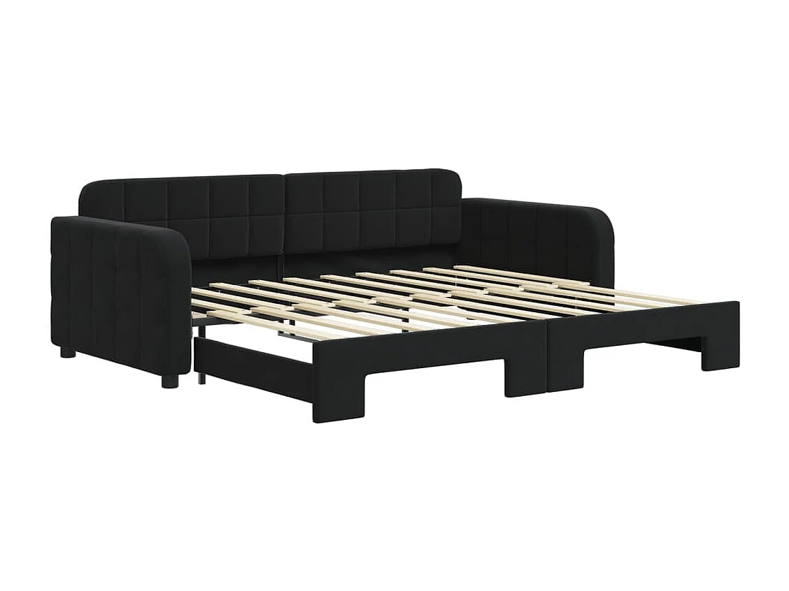 Divano Letto con Letto Estraibile Nero 90x190 cm in Velluto