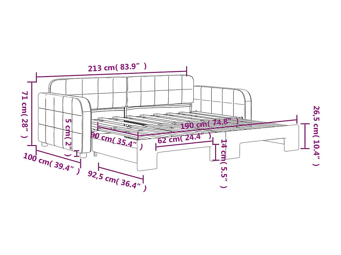 Divano Letto con Letto Estraibile Nero 90x190 cm in Velluto