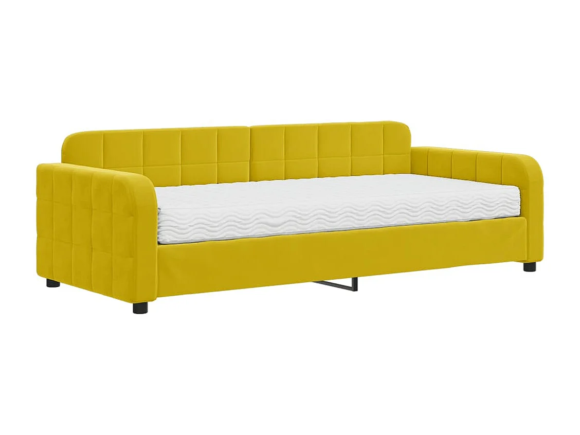 Lit de jour avec matelas jaune 90x200 cm velours