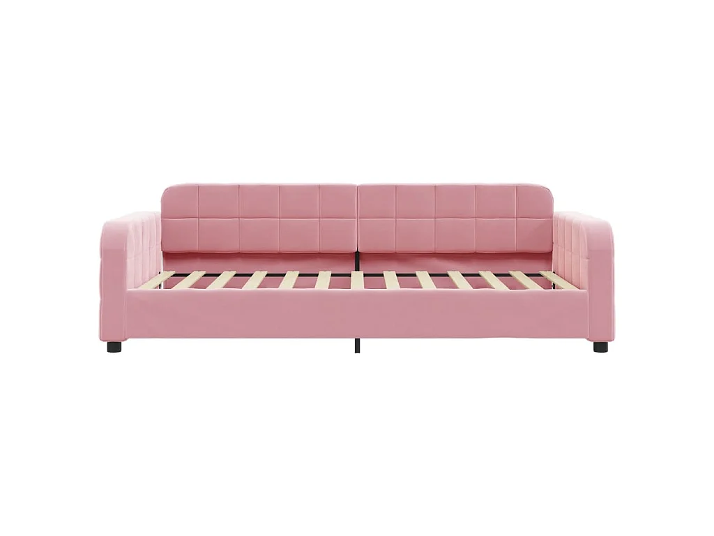 Lit de jour avec matelas rose 100x200 cm velours