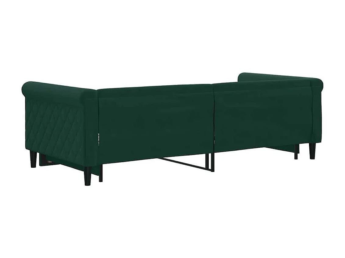 Tagesbett Ausziehbar Dunkelgrün 90x200 cm Samt