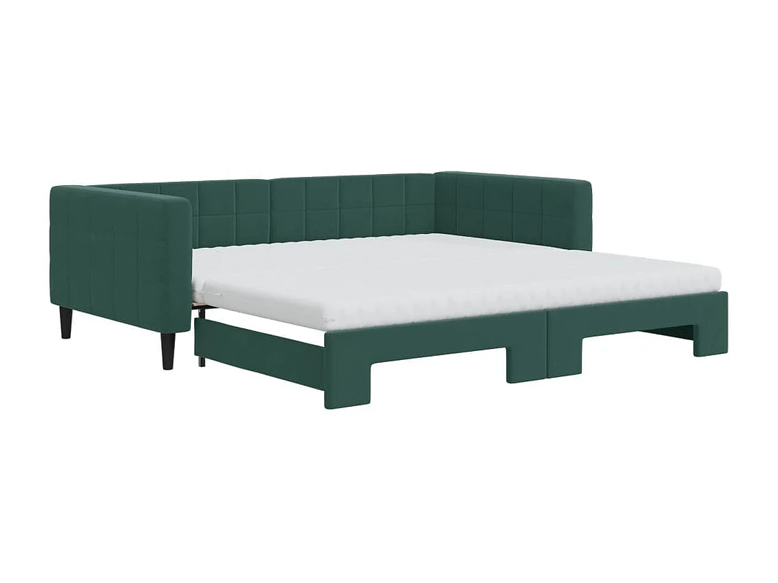 Divano Letto Estraibile Materassi Verde Scuro 100x200 Velluto