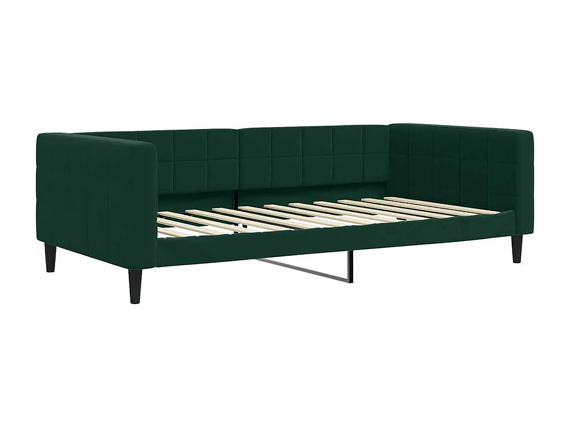 Tagesbett Ausziehbar mit Matratzen Dunkelgrün 100x200 cm Samt