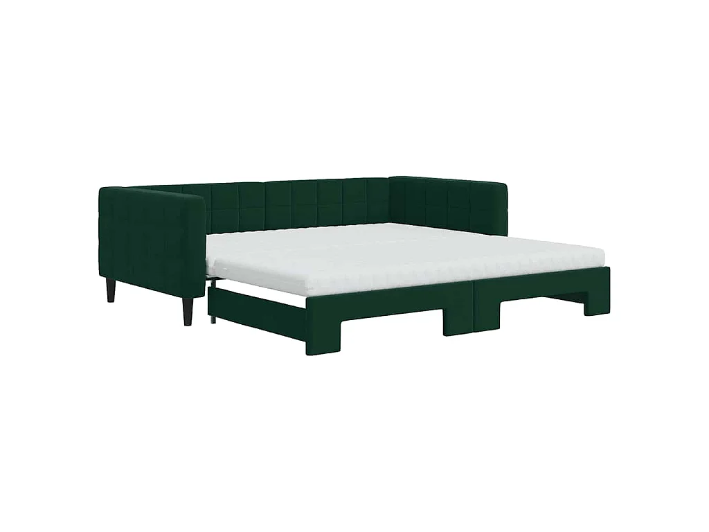 Divano Letto Estraibile Materassi Verde Scuro 100x200 Velluto