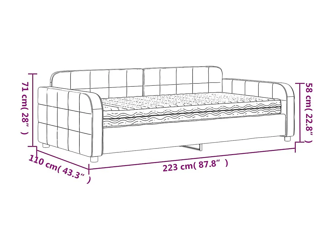 Lit de jour avec matelas noir 100x200 cm velours