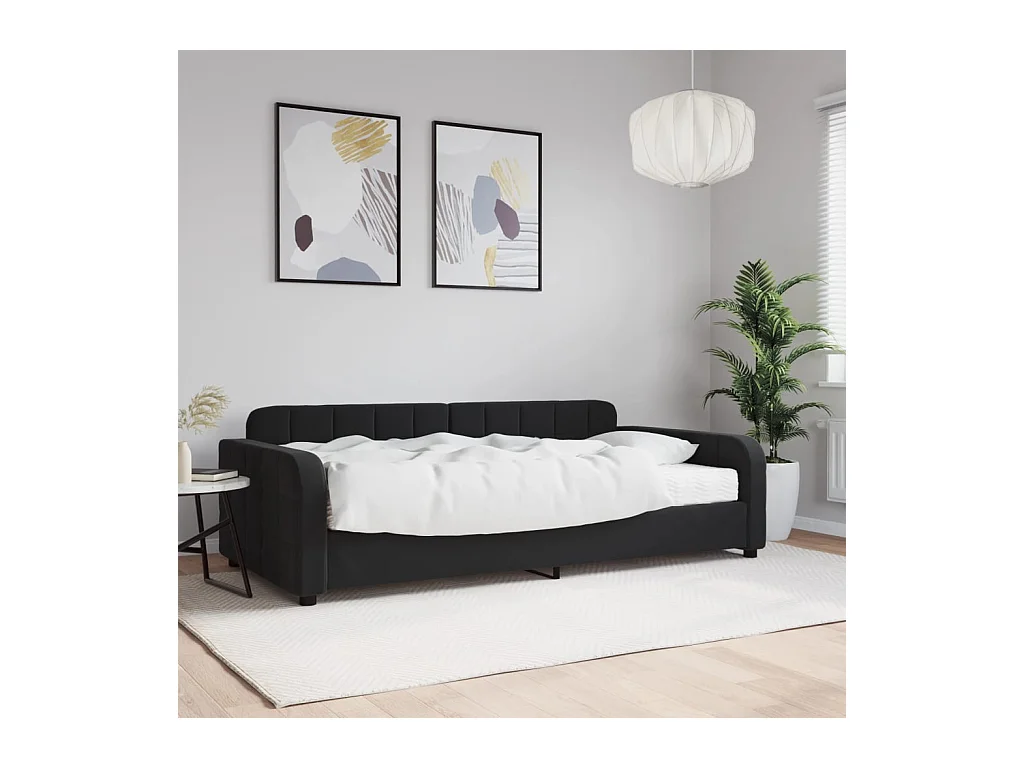 Lit de jour avec matelas noir 100x200 cm velours