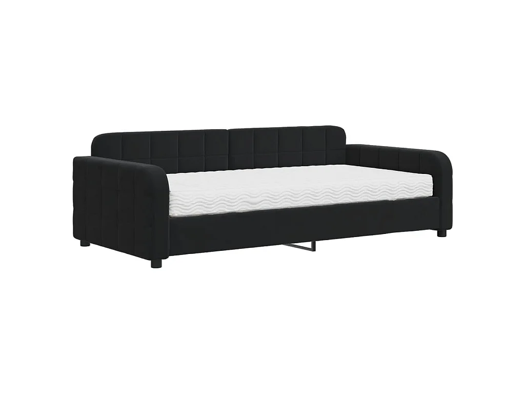 Slaapbank met matras 100x200 cm fluweel zwart