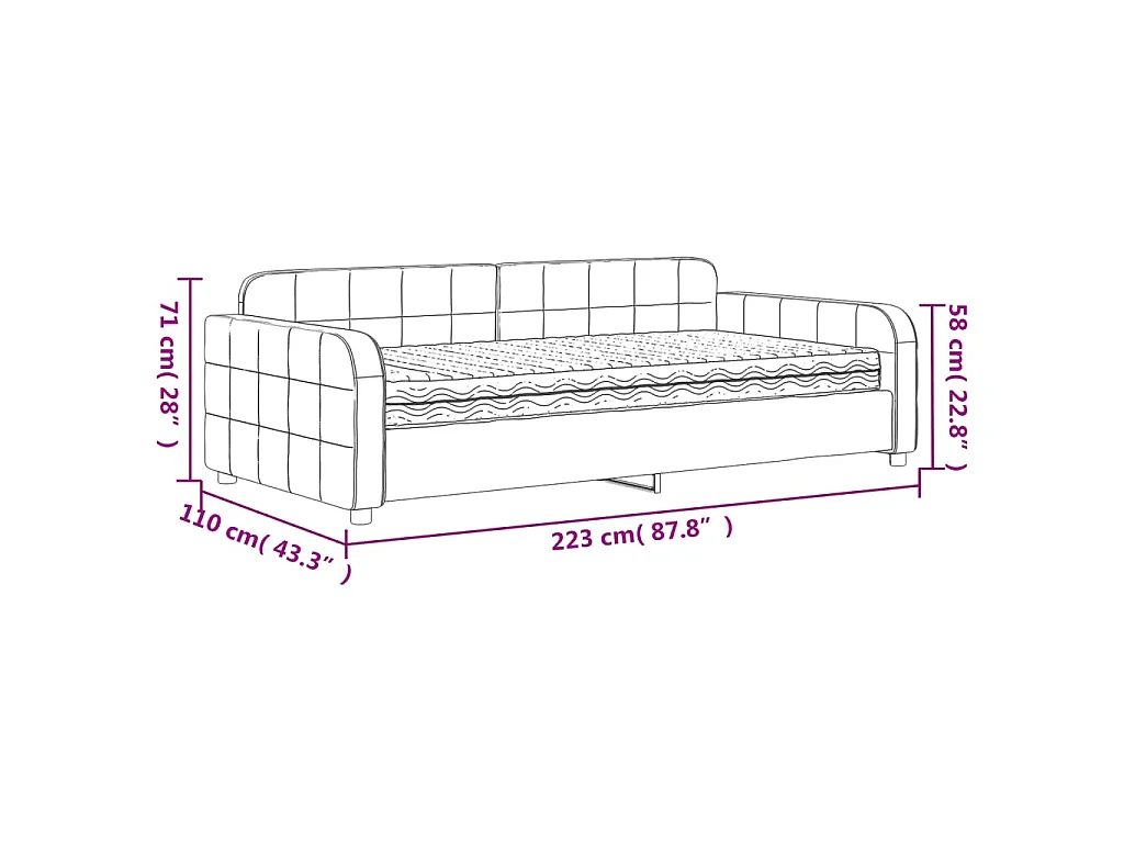 Slaapbank met matras 100x200 cm fluweel zwart