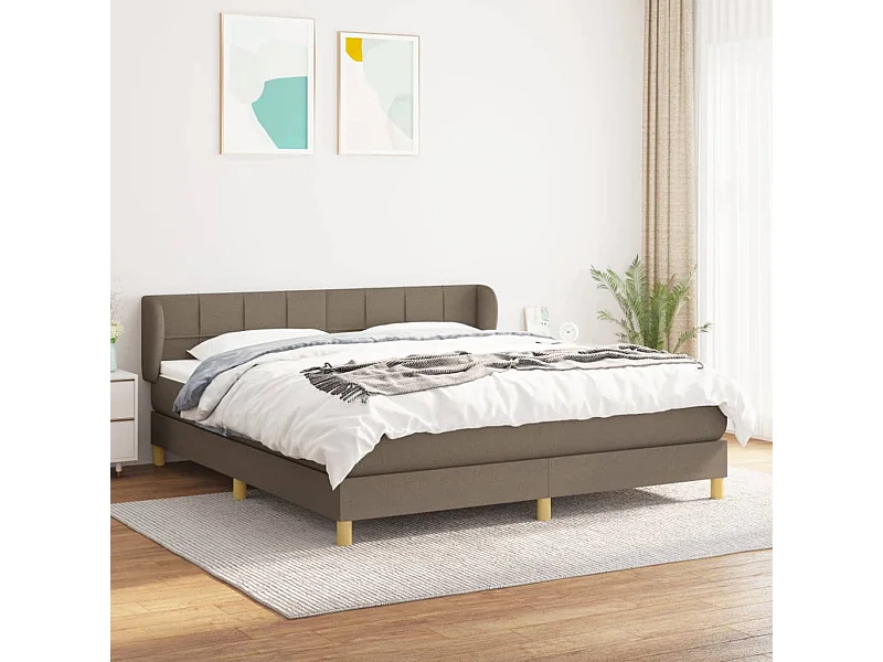 Sommier à lattes de lit avec matelas Taupe 180x200 cm Tissu