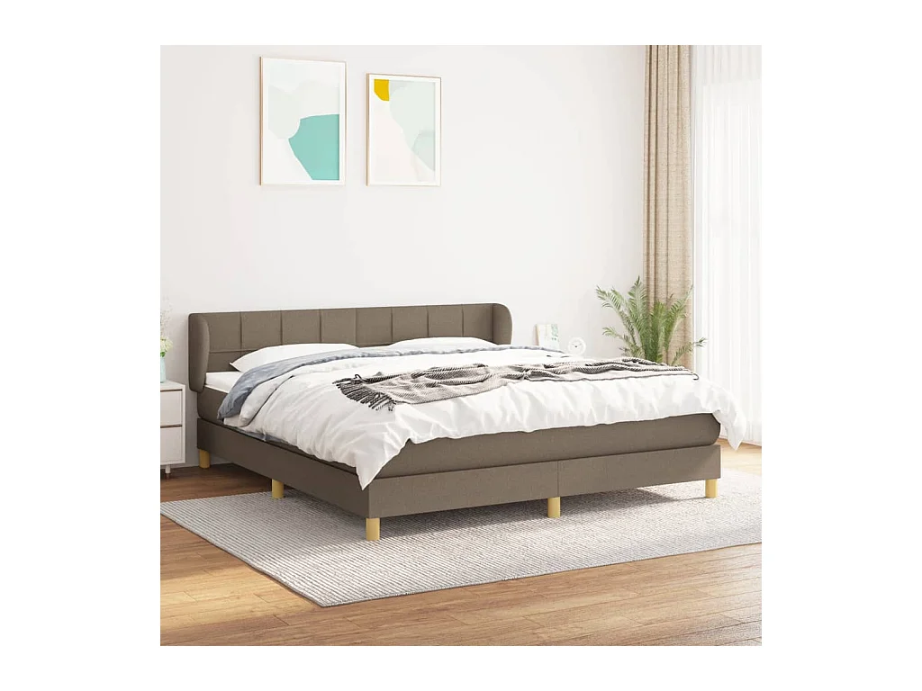 Sommier à lattes de lit avec matelas Taupe 180x200 cm Tissu