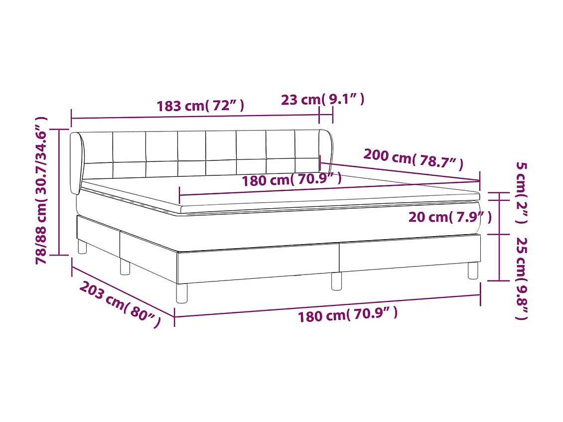 Boxspringbett mit Matratze Taupe 180x200 cm Stoff