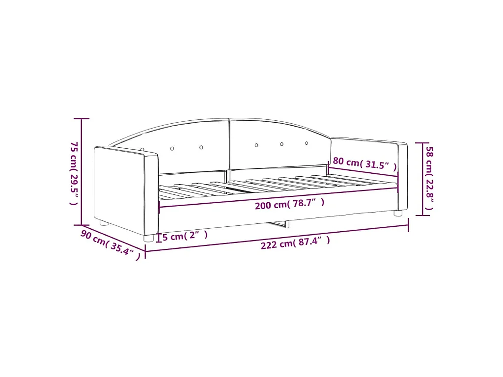 Slaapbank 80x200 cm fluweel roze