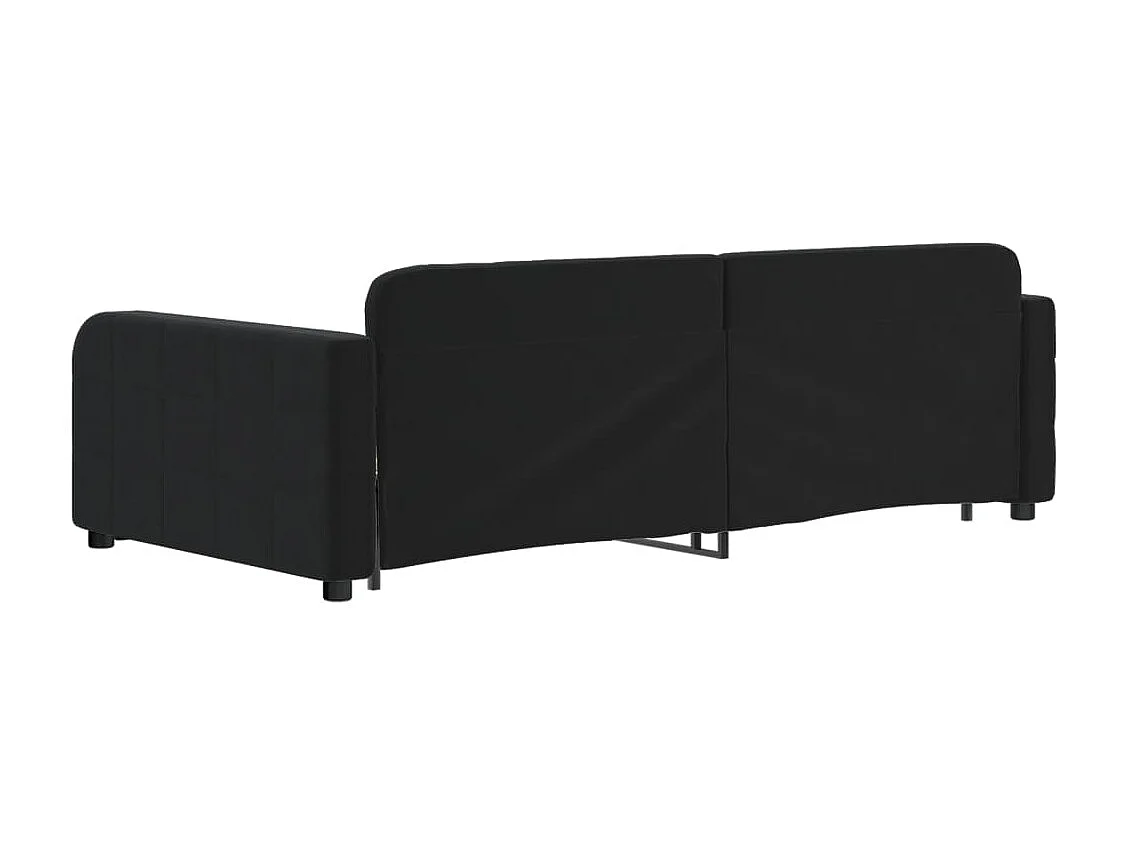 Slaapbank met onderschuifbed 100x200 cm fluweel zwart