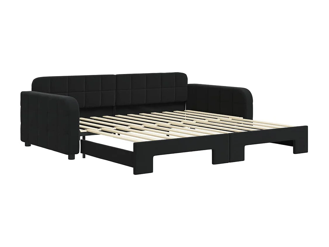 Tagesbett Ausziehbar Schwarz 100x200 cm Samt