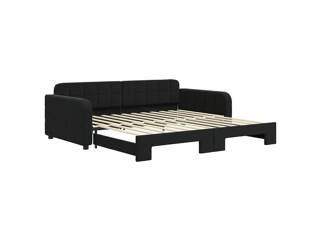 Divano Letto con Letto Estraibile Nero 100x200 cm in Velluto