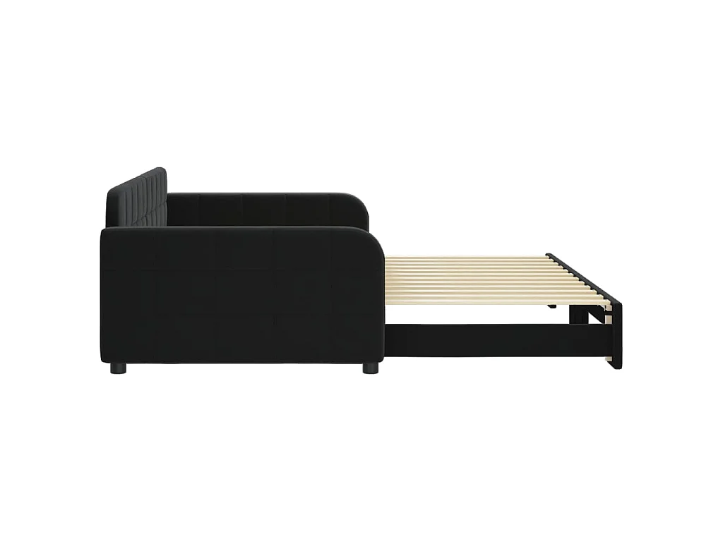 Divano Letto con Letto Estraibile Nero 100x200 cm in Velluto