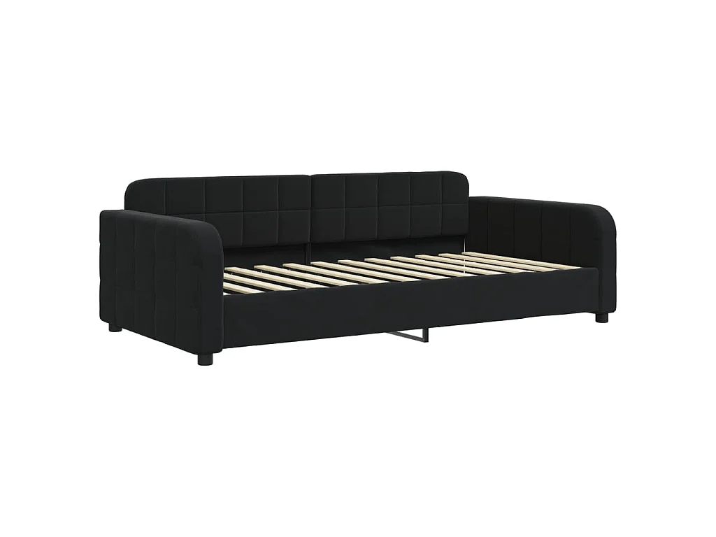 Divano Letto con Letto Estraibile Nero 100x200 cm in Velluto
