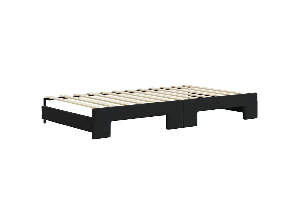 Divano Letto con Letto Estraibile Nero 100x200 cm in Velluto
