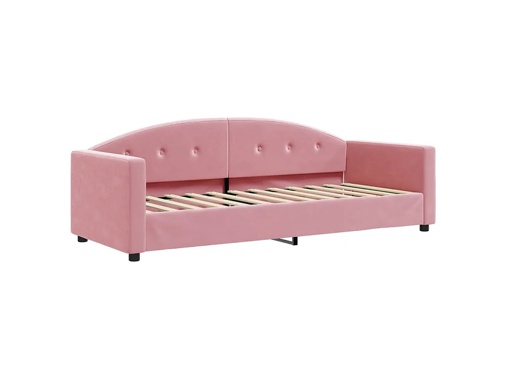 Slaapbank met onderschuifbed en lades 80x200 cm fluweel roze
