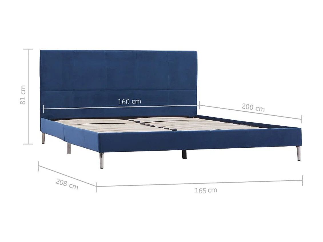 Bettgestell Blau Stoff 160 x 200 cm