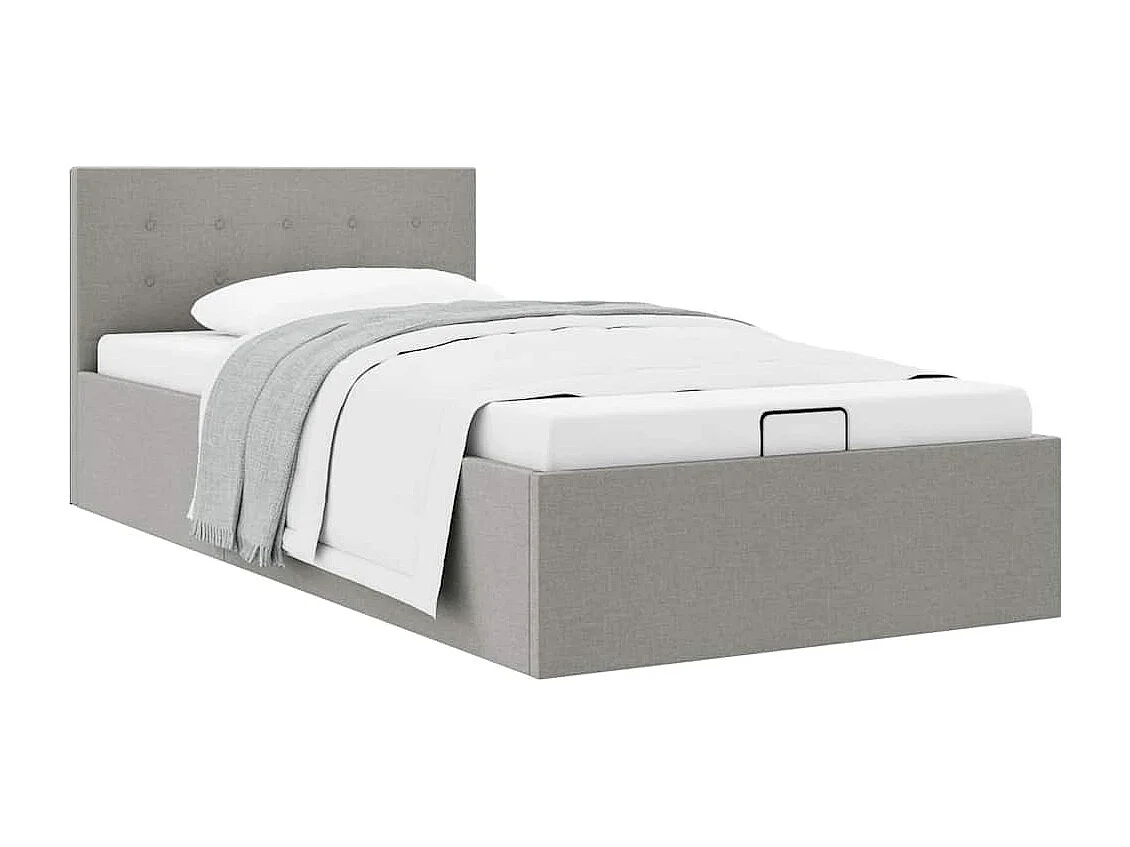 Cama hidráulica arrumação 90x200cm tecido cinza-claro